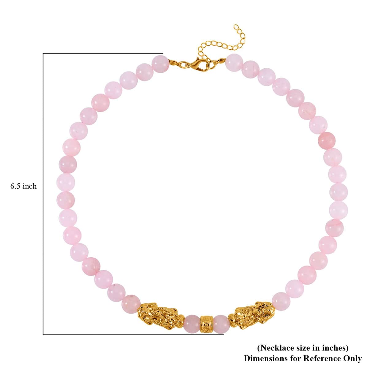 Galilea Rose Quartz Pixiu and Beaded Necklace 18-20 Inches in Goldtone 325.00 ctw image number 4