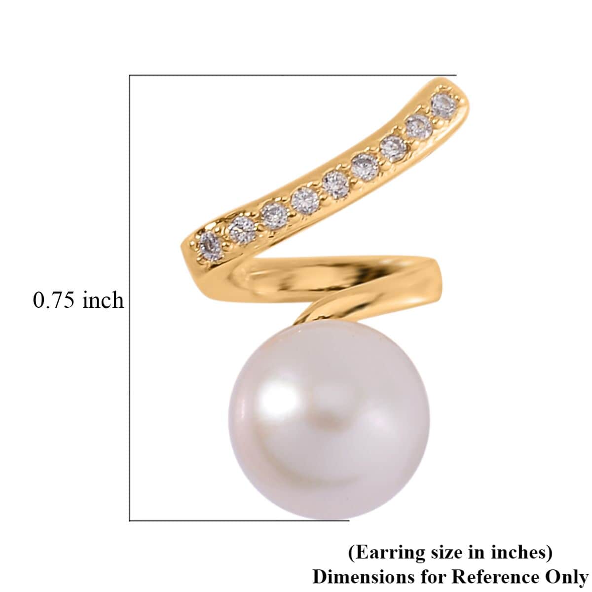 Freshwater Pearl and Simulated Diamond Earrings in Goldtone image number 5