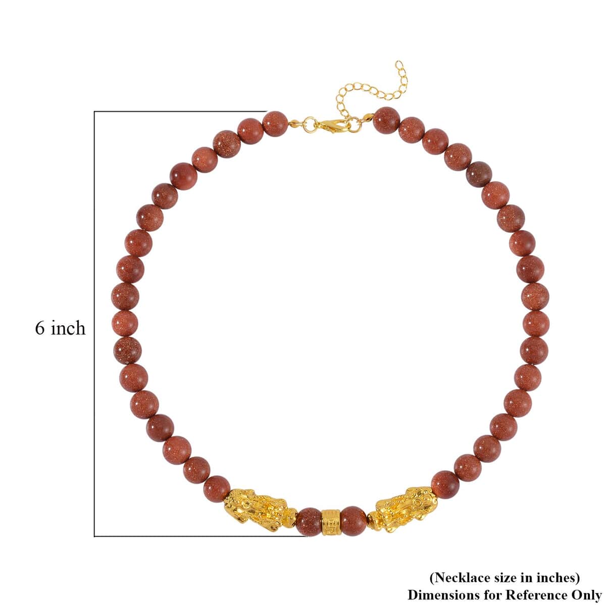 Gold Sandstone Pixiu and Beaded Necklace 18-20 Inches in Goldtone 325.00 ctw image number 4