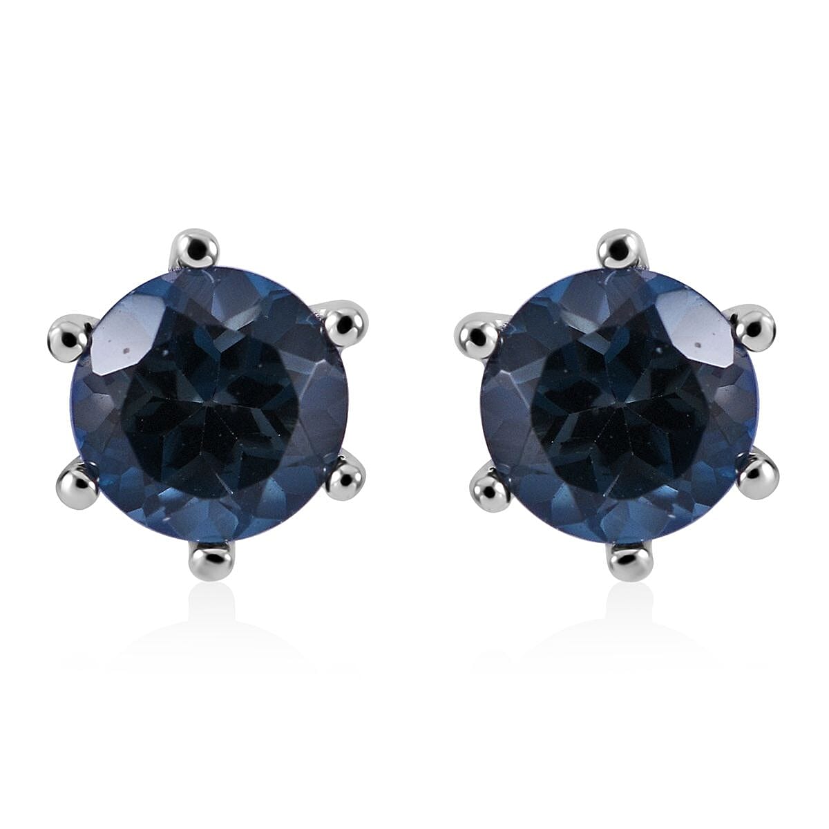 London Blue Topaz Solitaire Stud Earrings in Platinum Over Sterling Silver 2.00 ctw image number 0
