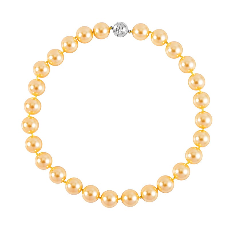 Golden Color Shell Pearl Necklace 20 Inches in Stainless Steel