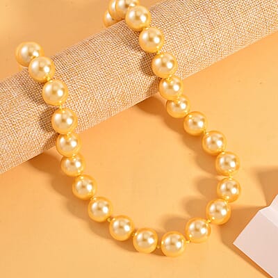 Golden Color Shell Pearl Necklace 20 Inches in Stainless Steel