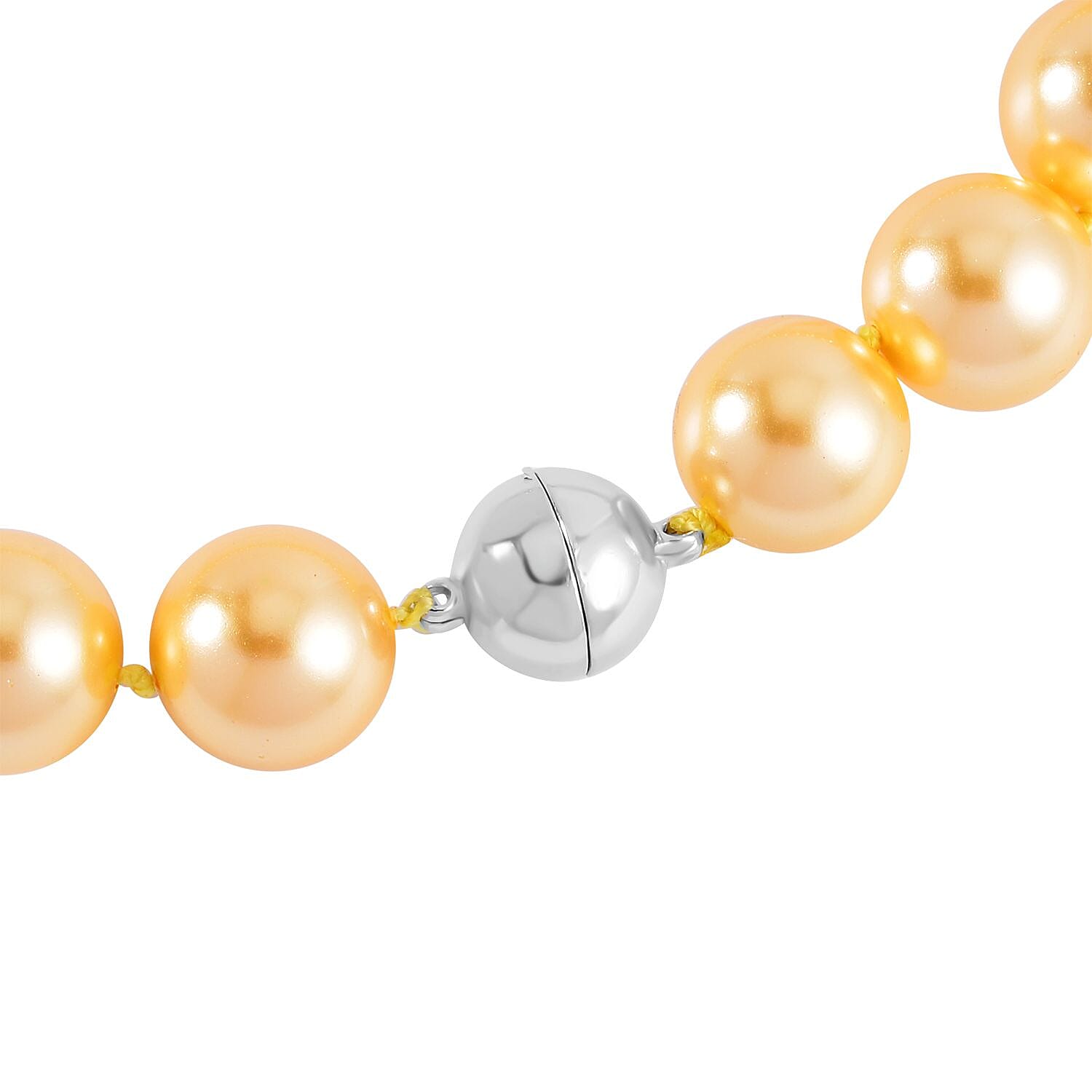 Golden Color Shell Pearl Necklace 20 Inches in Stainless Steel