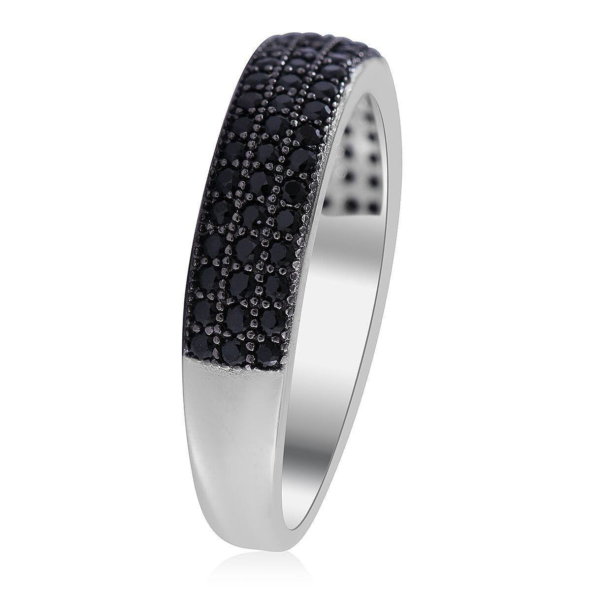 Premium Thai Black Spinel Ring in Rhodium Over Sterling Silver (Size 6.0) 1.50 ctw image number 2
