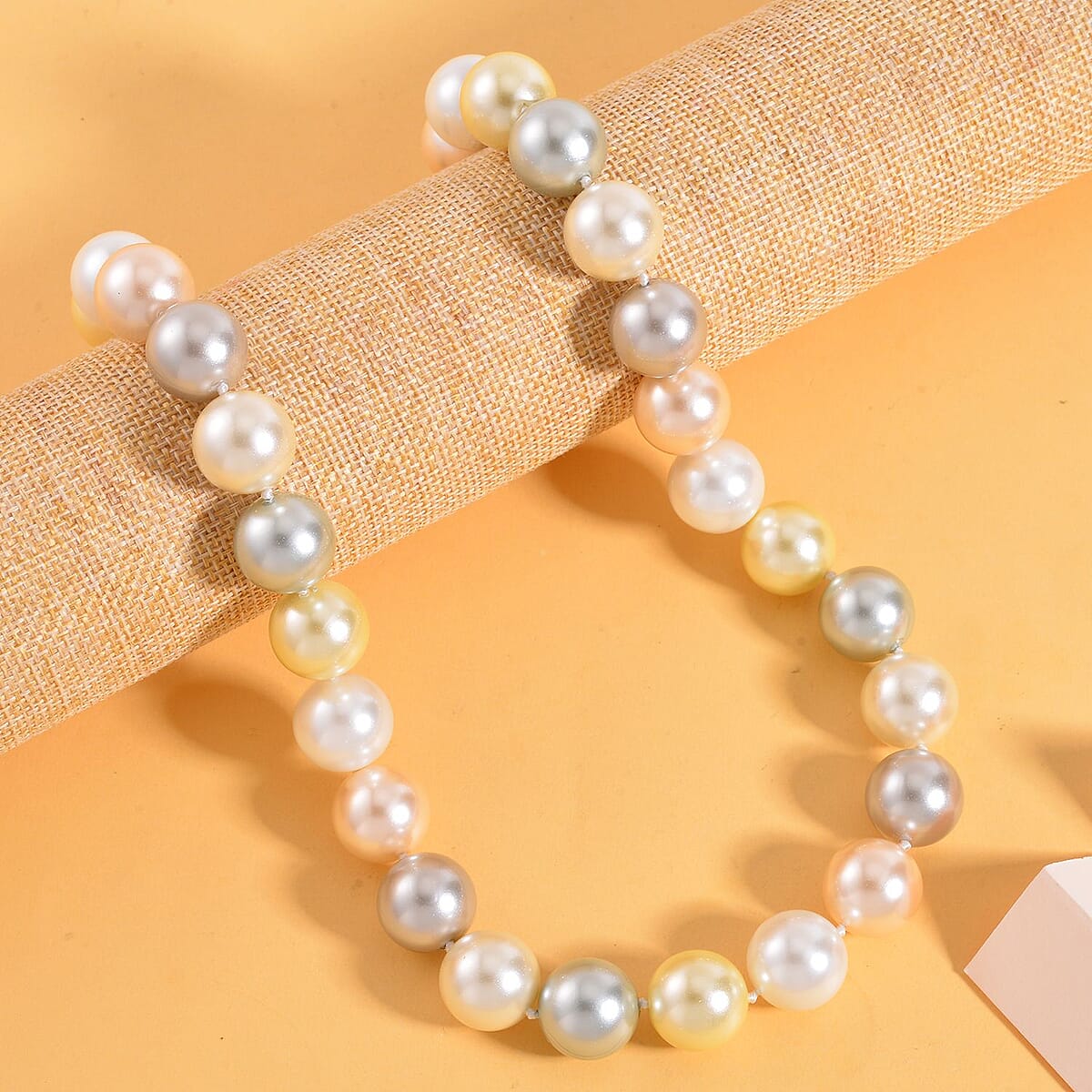 Multi Color Shell Pearl Necklace 20 Inches in Stainless Steel image number 1