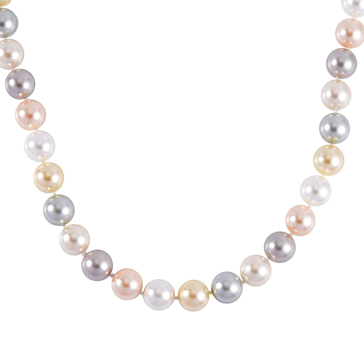 Multi Color Shell Pearl Necklace 20 Inches in Stainless Steel image number 2