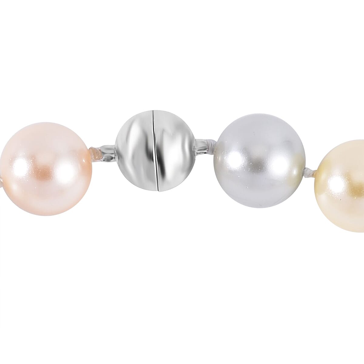 Multi Color Shell Pearl Necklace 20 Inches in Stainless Steel image number 3