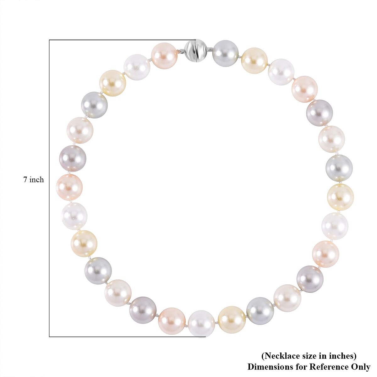 Multi Color Shell Pearl Necklace 20 Inches in Stainless Steel image number 4