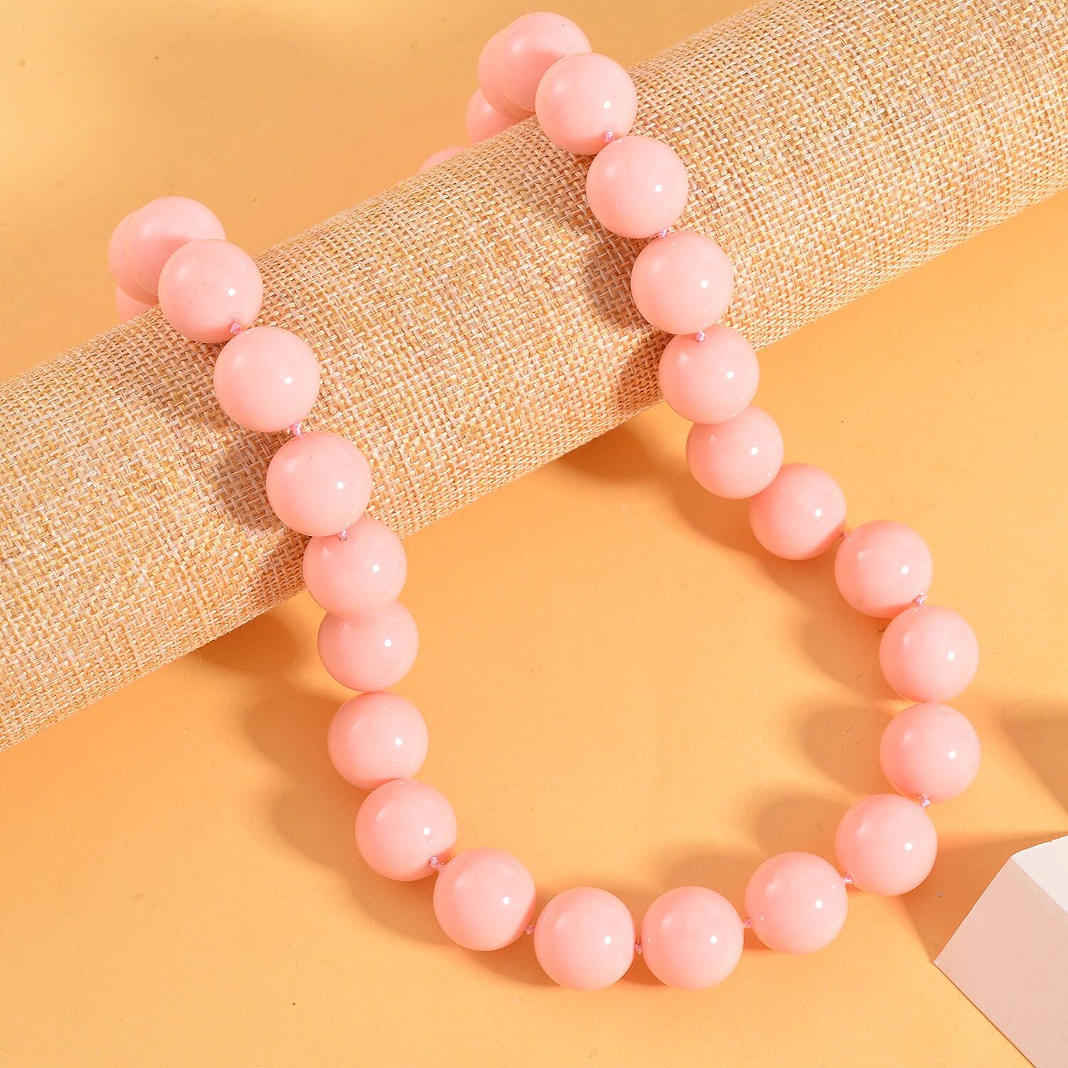 Peach Shell Pearl Necklace 20 Inches in Stainless Steel