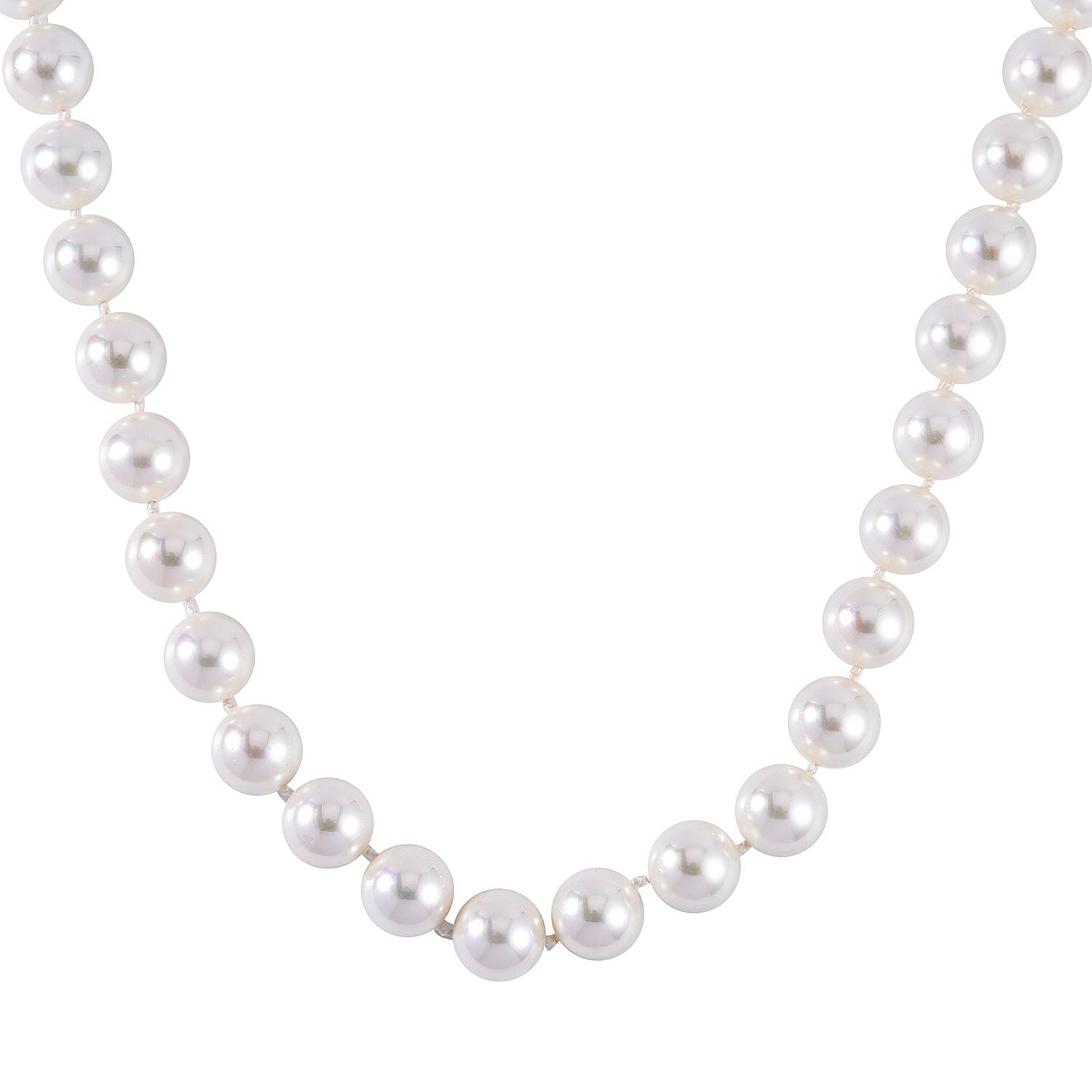 White Shell Pearl Necklace 20 Inches in Stainless Steel