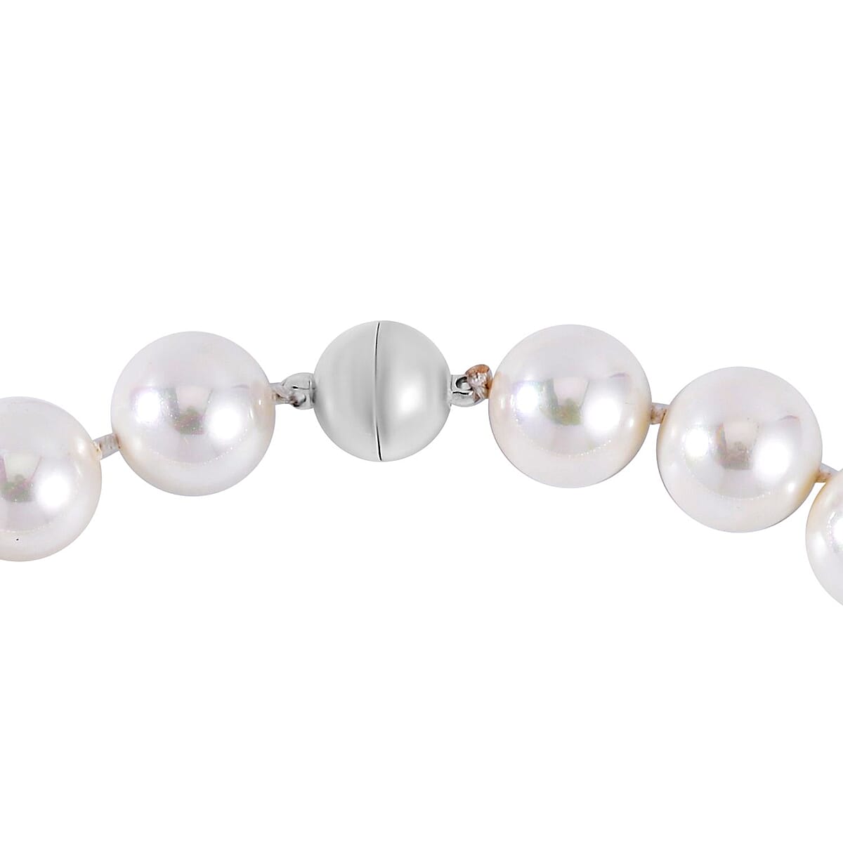 White Shell Pearl Necklace 20 Inches in Stainless Steel image number 3