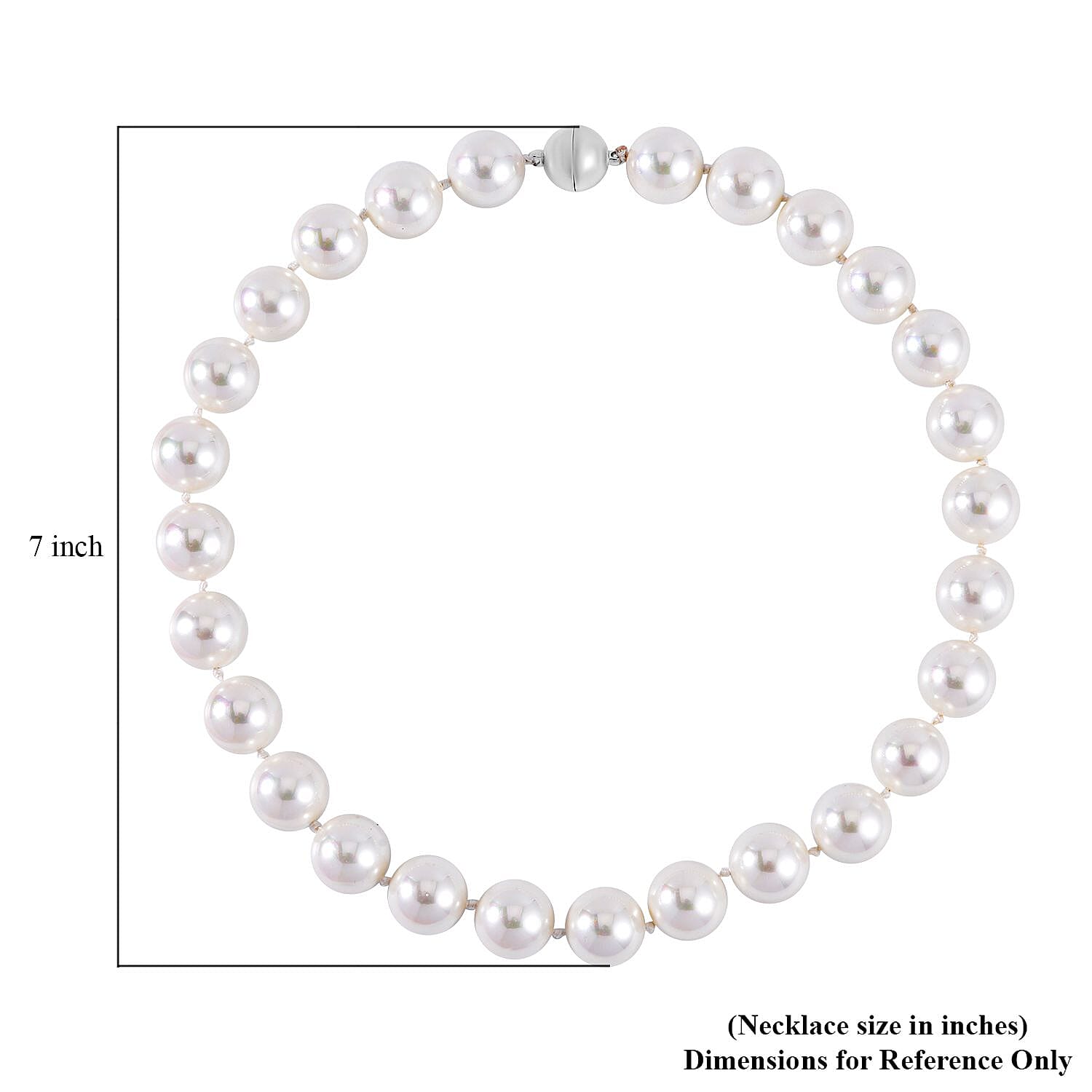 White Shell Pearl Necklace 20 Inches in Stainless Steel