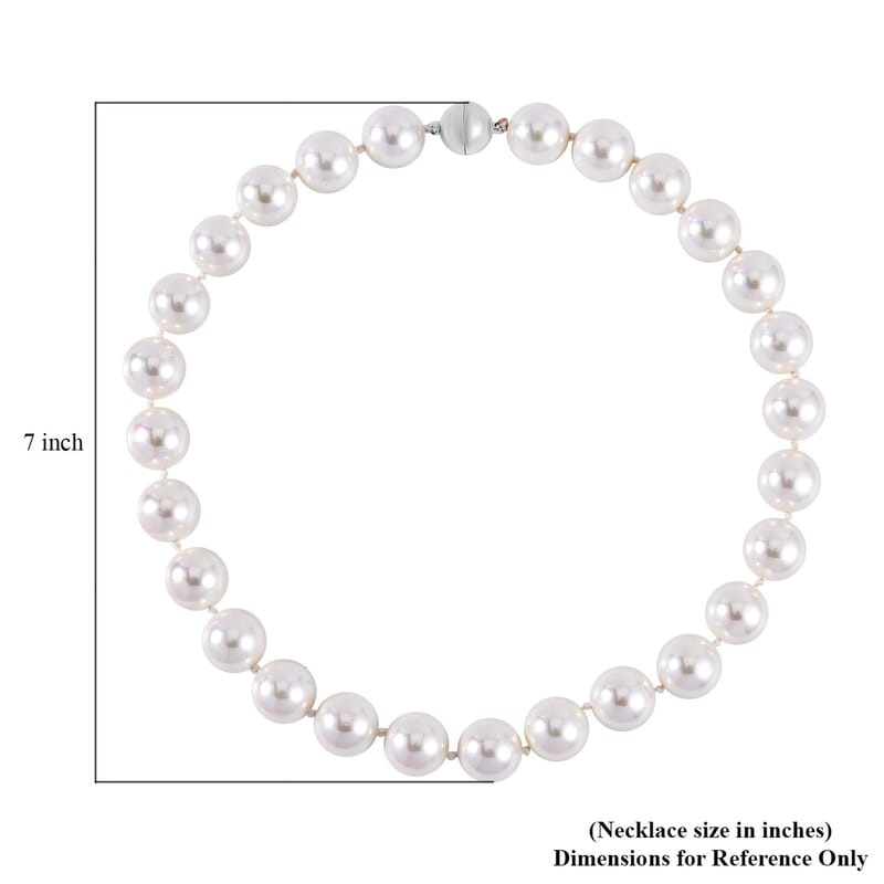 White Shell Pearl Necklace 20 Inches in Stainless Steel