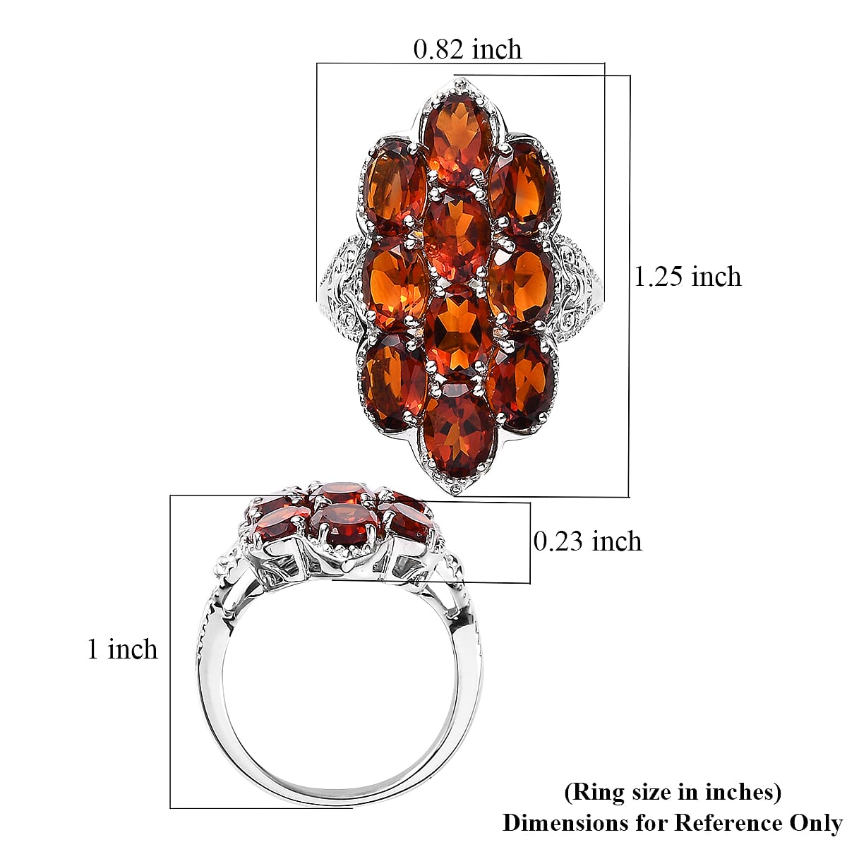 Premium Santa Ana Madeira Citrine Cluster Ring in Platinum Over Sterling Silver (Size 10.0) 6.90 ctw image number 5