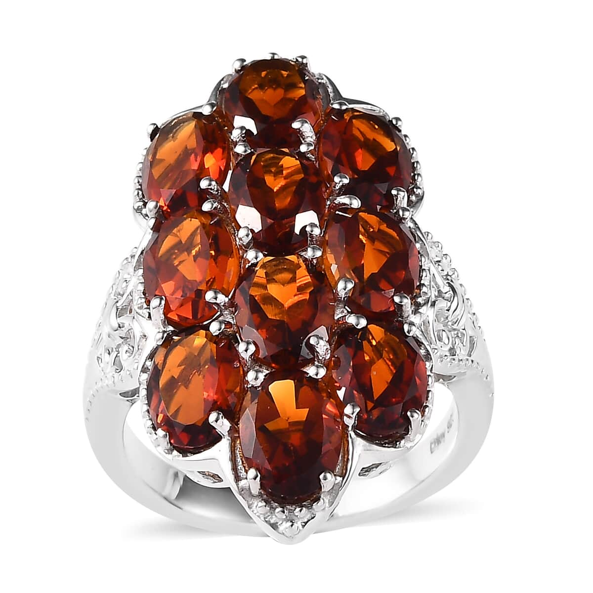 Premium Santa Ana Madeira Citrine Cluster Ring in Platinum Over Sterling Silver (Size 6.0) 6.90 ctw image number 0