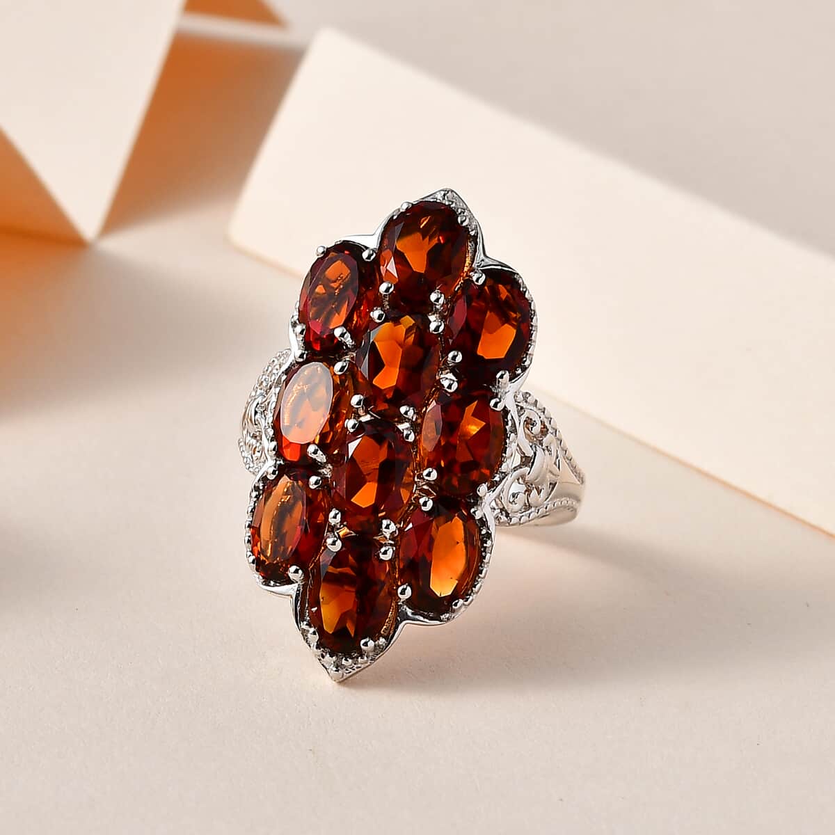 Premium Santa Ana Madeira Citrine Cluster Ring in Platinum Over Sterling Silver (Size 6.0) 6.90 ctw image number 1