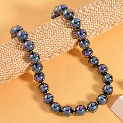 Tahitian Color Shell Pearl Necklace 20 Inches in Stainless Steel