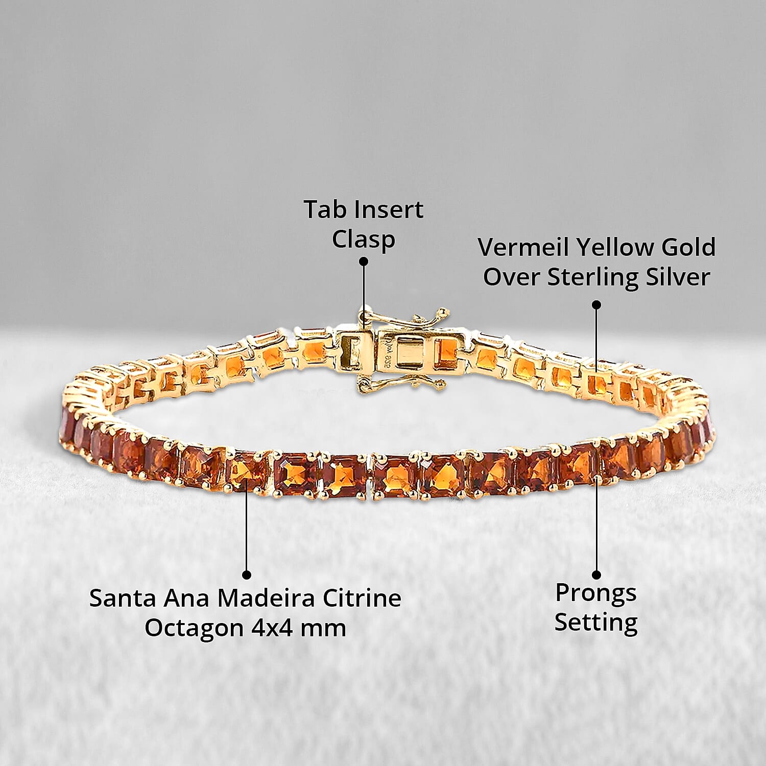 Premium Santa Ana Madeira Citrine Tennis Bracelet in Vermeil Yellow Gold Over Sterling Silver (6.50 In) 11.00 ctw