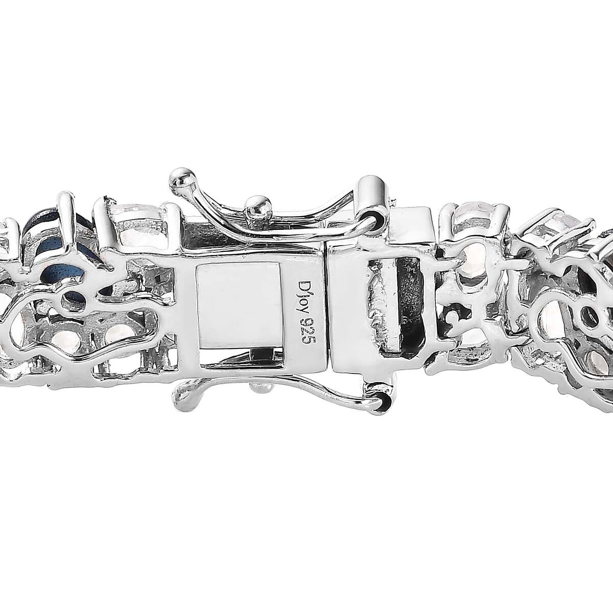 Blue Star Sapphire (DF) and Rainbow Moonstone 19.50 ctw Celestial Bracelet in Platinum Over Sterling Silv (6.50 In)  image number 4