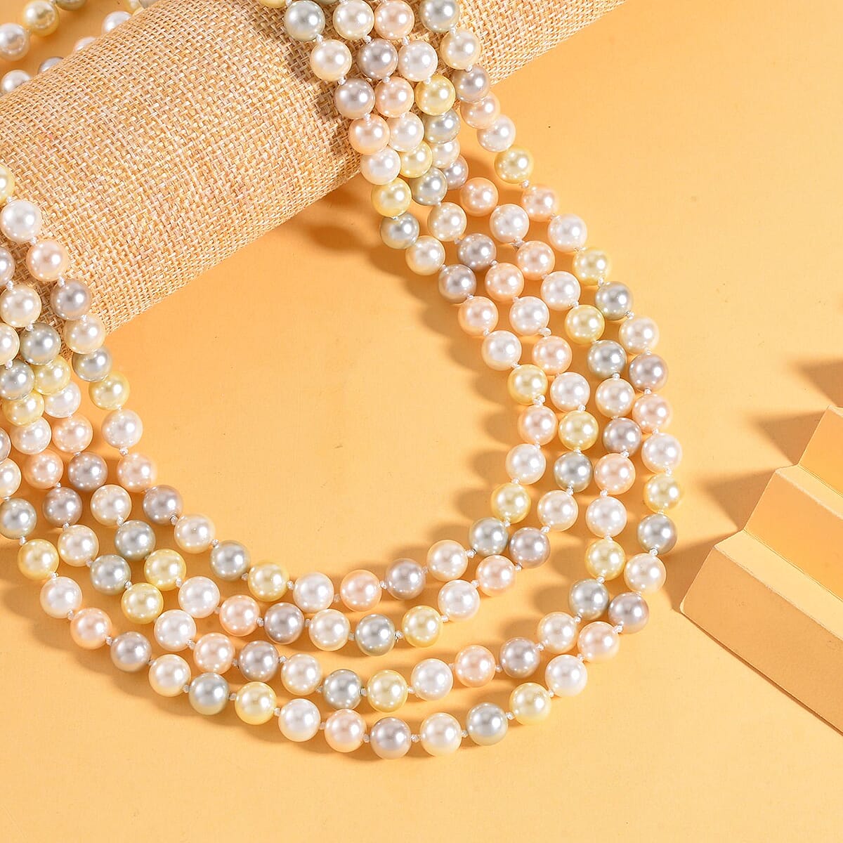 Multi Color Shell Pearl Endless Necklace 100 Inches image number 1