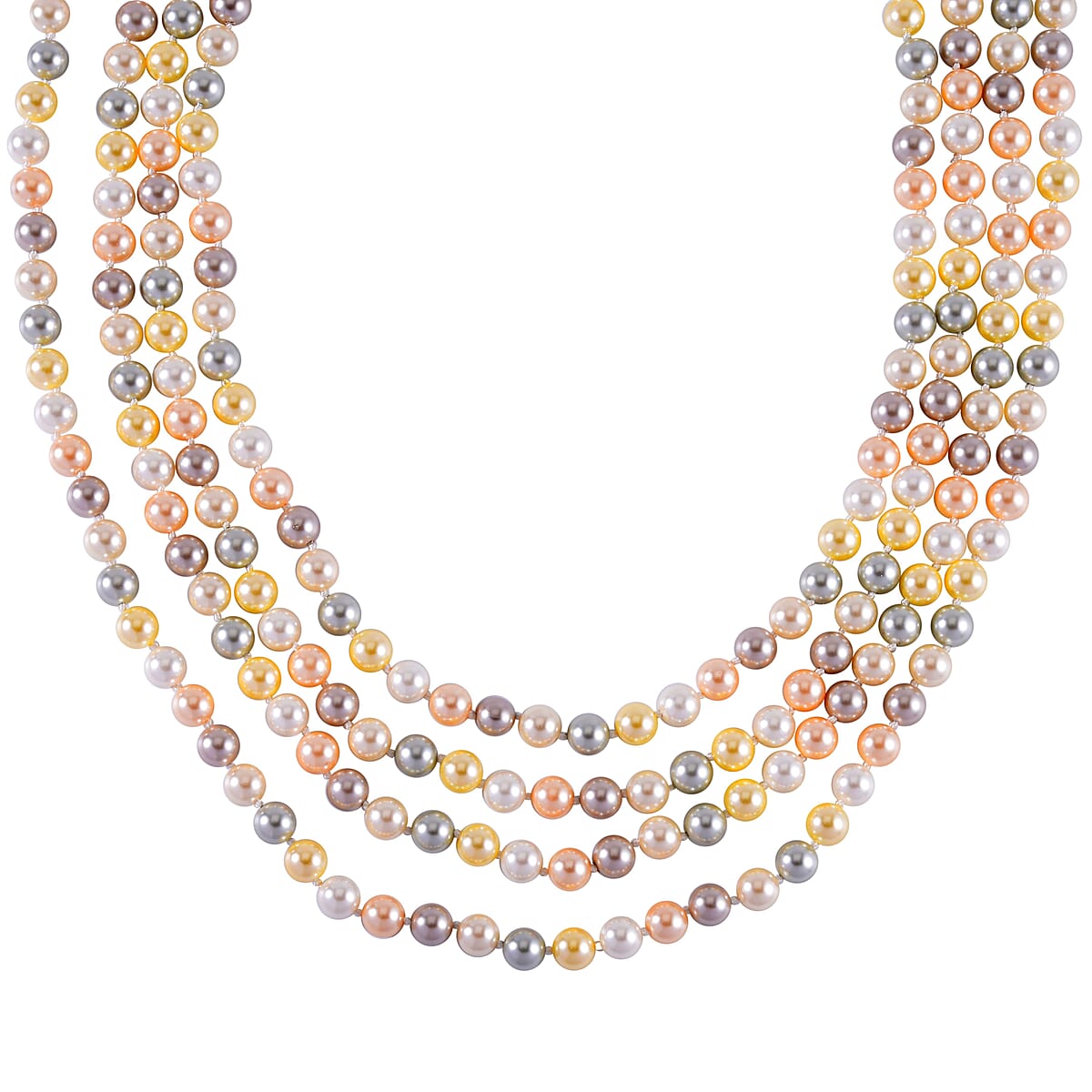 Multi Color Shell Pearl Endless Necklace 100 Inches image number 2