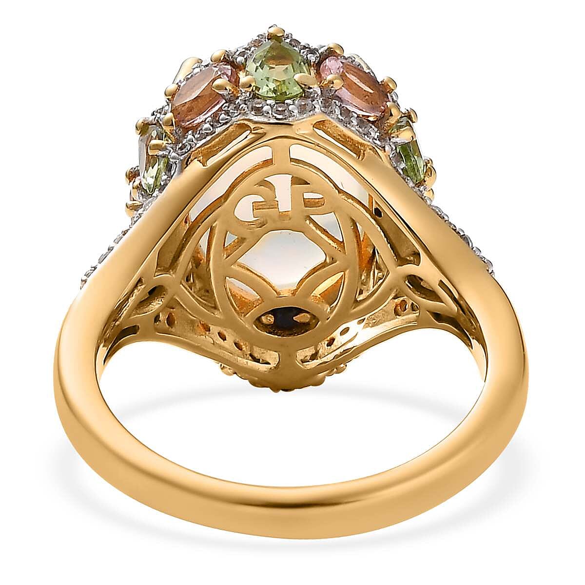 GP Italian Garden Collection Premium Ethiopian Welo Opal and Multi Gemstone Ring in Vermeil Yellow Gold Over Sterling Silver (Size 10.0) 6.85 ctw