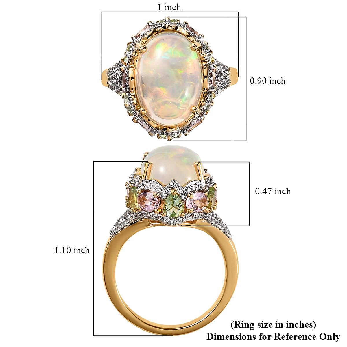 GP Italian Garden Collection Premium Ethiopian Welo Opal and Multi Gemstone Ring in Vermeil Yellow Gold Over Sterling Silver (Size 10.0) 6.85 ctw