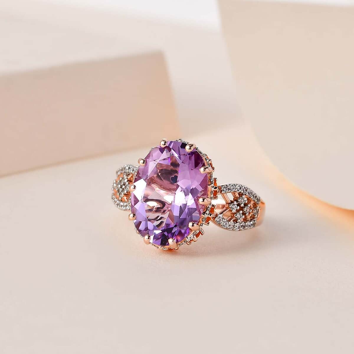 GP Celestial Dreams Collection AAA Rose De France Amethyst and Multi Gemstone Ring in Vermeil Rose Gold Over Sterling Silver (Size 10.0) 6.00 ctw image number 1