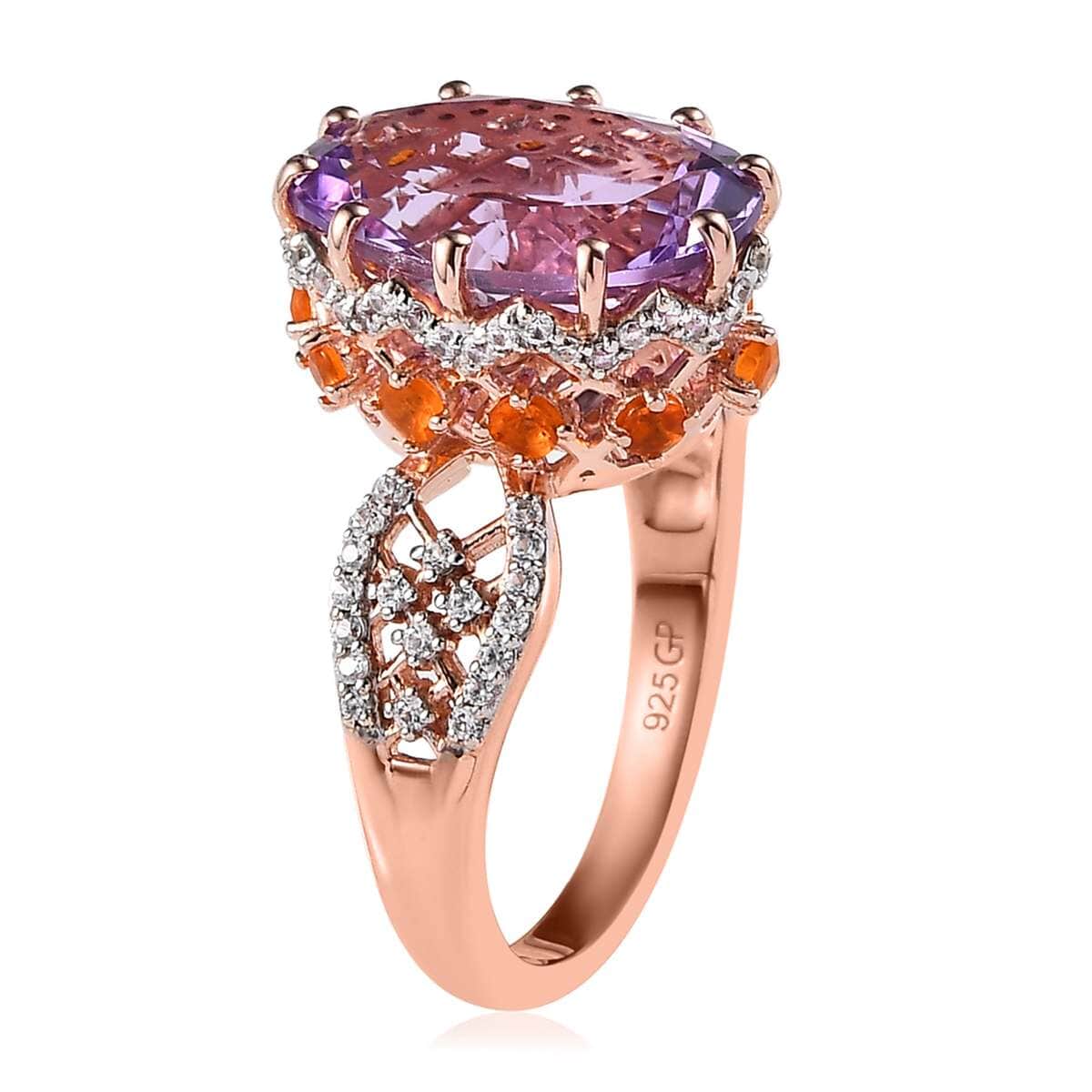 GP Celestial Dreams Collection AAA Rose De France Amethyst and Multi Gemstone Ring in Vermeil Rose Gold Over Sterling Silver (Size 10.0) 6.00 ctw image number 3