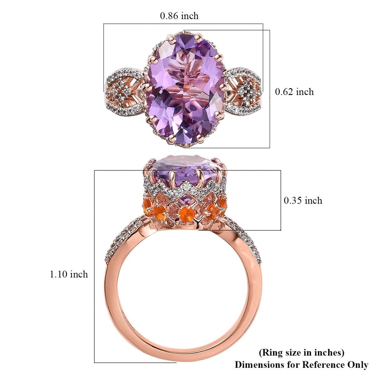 GP Celestial Dreams Collection AAA Rose De France Amethyst and Multi Gemstone Ring in Vermeil Rose Gold Over Sterling Silver (Size 10.0) 6.00 ctw image number 5