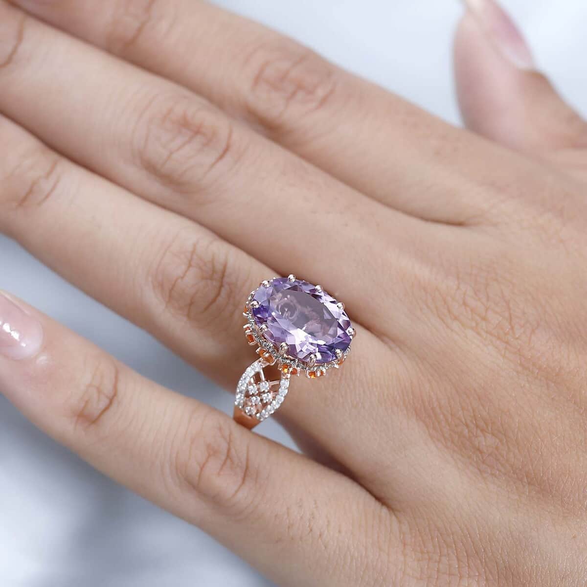 GP Celestial Dreams Collection AAA Rose De France Amethyst and Multi Gemstone Ring in Vermeil Rose Gold Over Sterling Silver (Size 7.0) 6.00 ctw image number 2