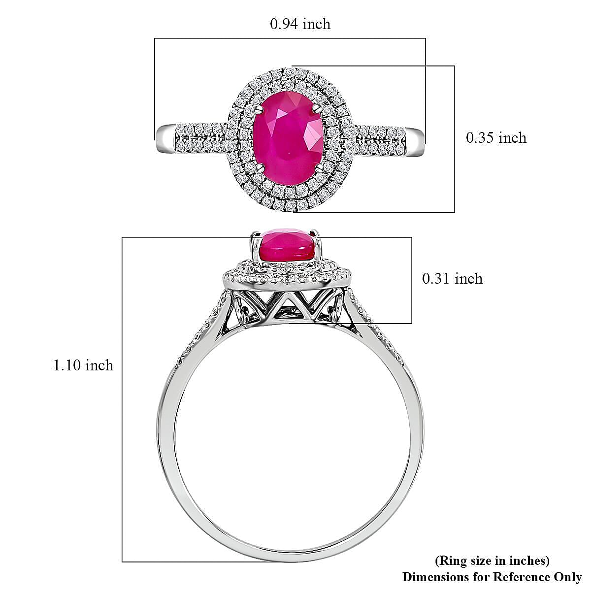 Certified & Appraised Iliana 18K White Gold AAA Montepuez Ruby and G-H SI Diamond Double Halo Ring (Size 10.0) 4.52 Grams 1.85 ctw