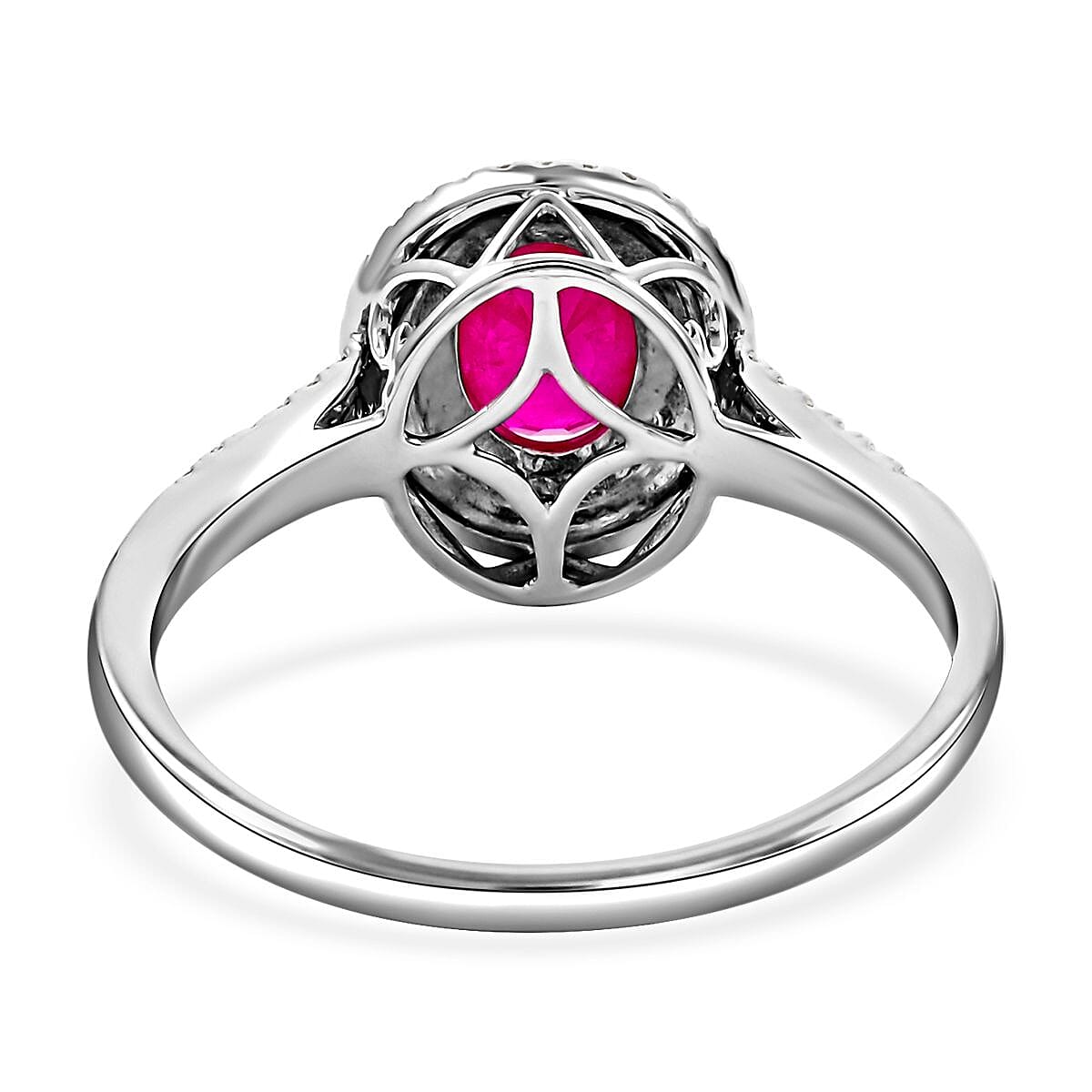 Certified & Appraised Iliana 18K White Gold AAA Montepuez Ruby and G-H SI Diamond Double Halo Ring (Size 10.5) 4.52 Grams 1.85 ctw image number 4