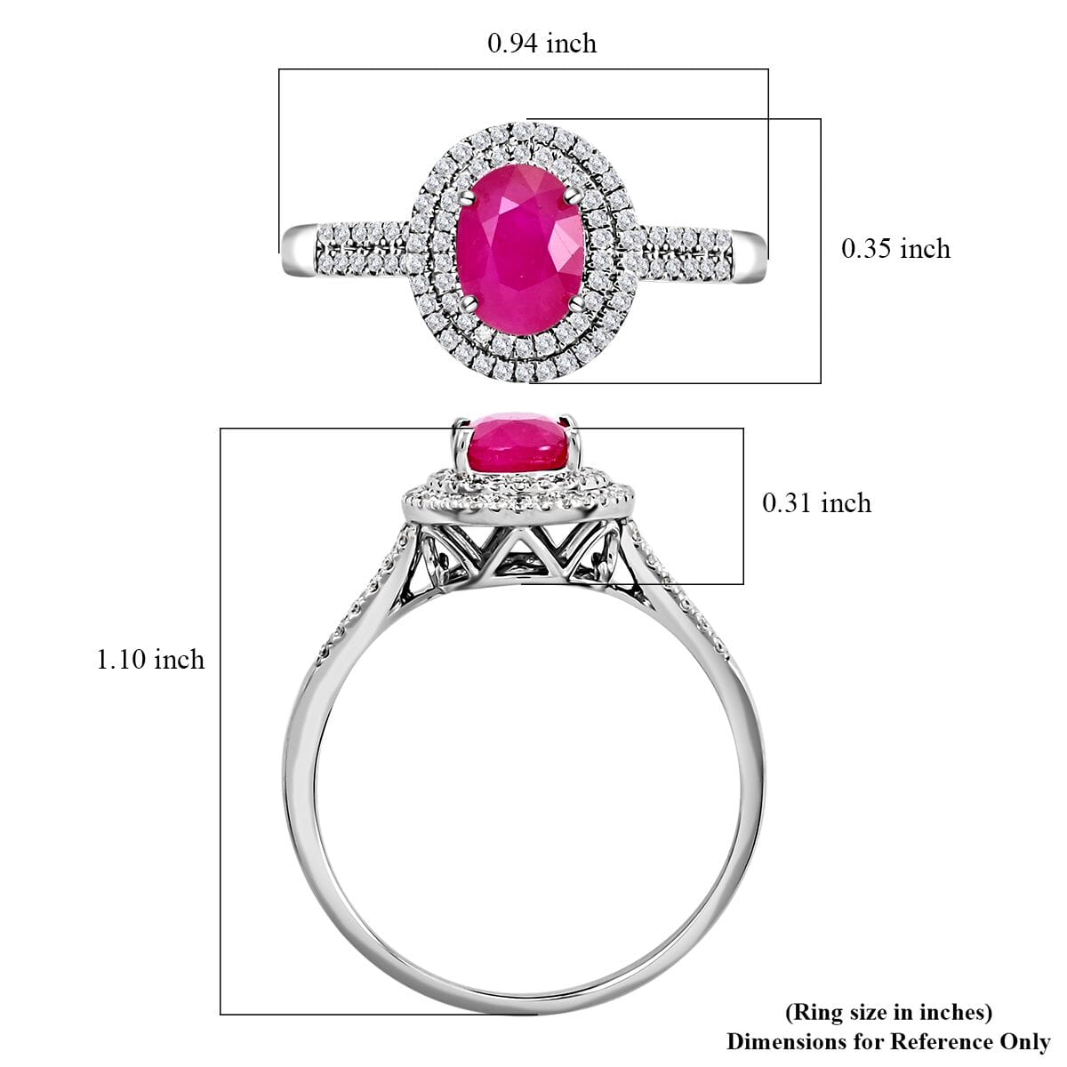Certified & Appraised Iliana AAA Montepuez Ruby and G-H SI Diamond 1.85 ctw Double Halo Ring in 18K White Gold (Size 7.5) 4.52 Grams image number 5