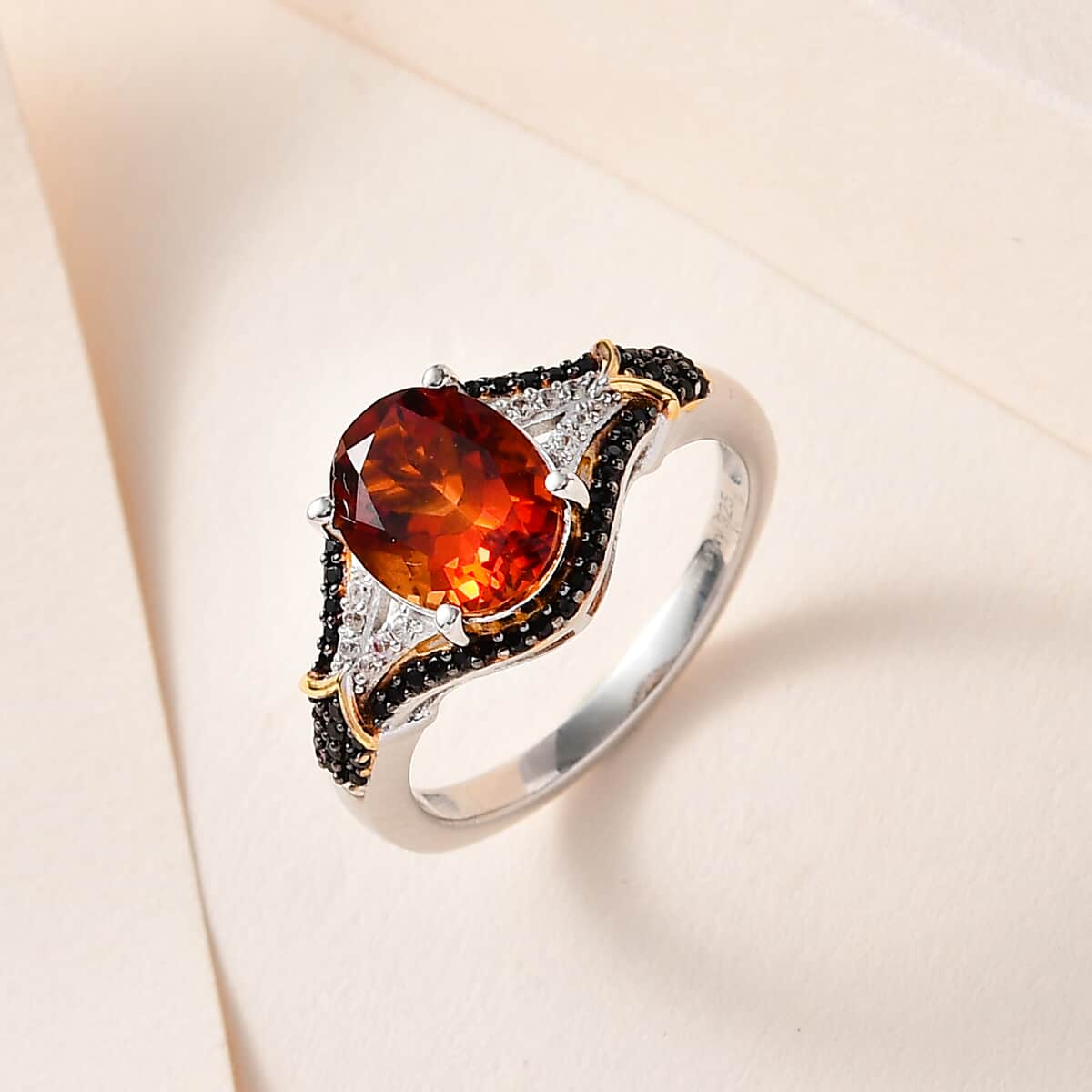 AAA Santa Ana Madeira Citrine and Multi Gemstone Ring in Vermeil YG and Platinum Over Sterling Silver (Size 8.0) 3.00 ctw image number 1