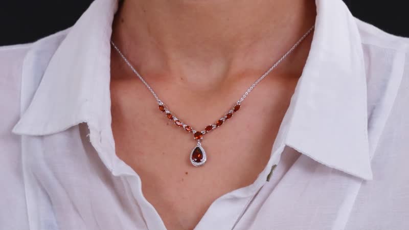 Premium Santa Ana Madeira Citrine and White Zircon Drop Necklace 18-20 Inches in Platinum Over Sterling Silver 4.15 ctw