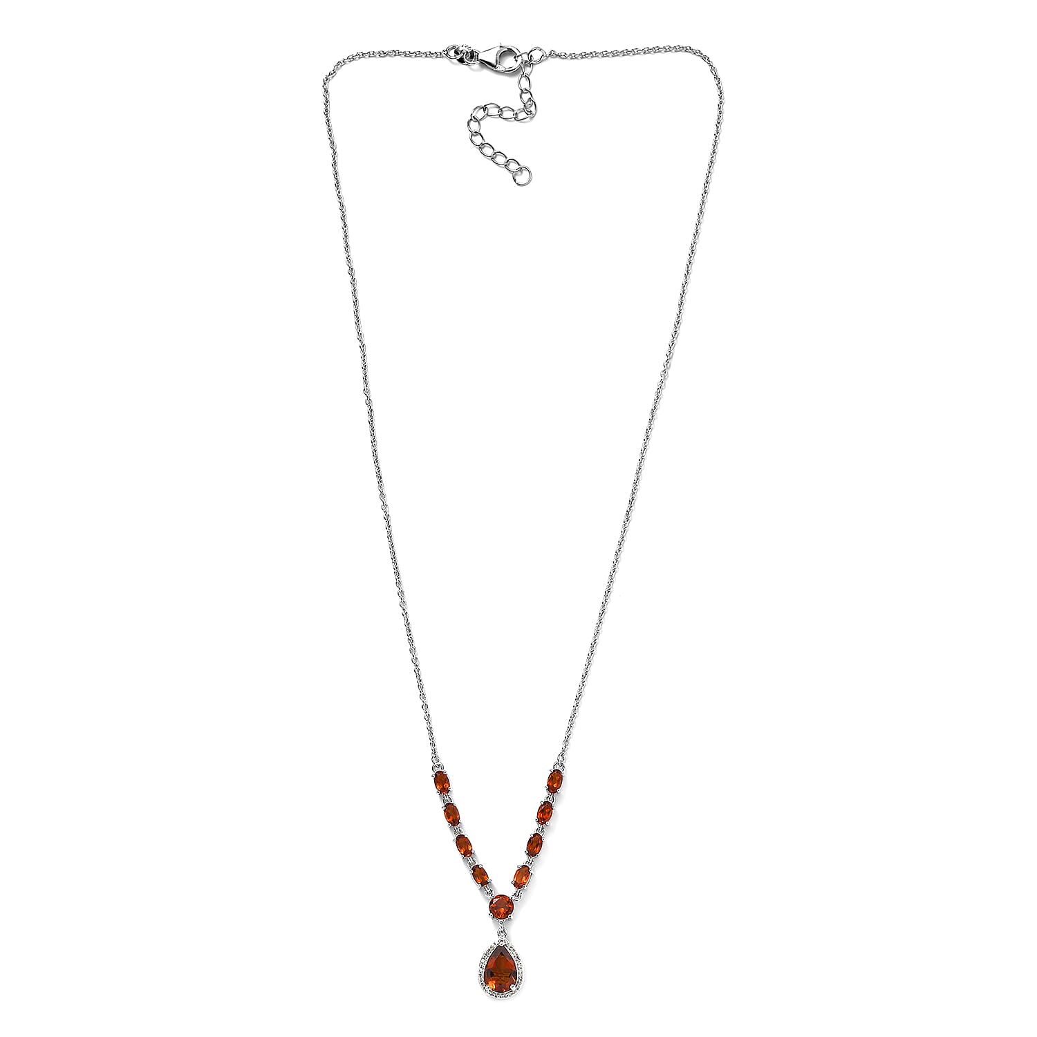 Premium Santa Ana Madeira Citrine and White Zircon Drop Necklace 18-20 Inches in Platinum Over Sterling Silver 4.15 ctw