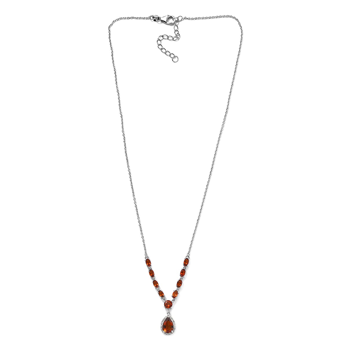 Premium Santa Ana Madeira Citrine and White Zircon Drop Necklace 18-20 Inches in Platinum Over Sterling Silver 4.15 ctw image number 3