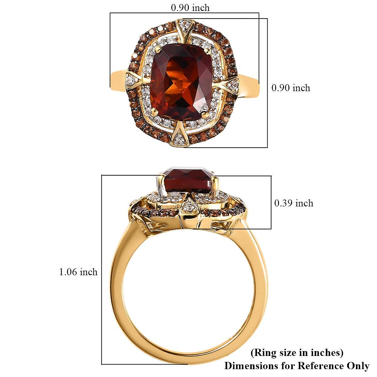 AAA Santa Ana Madeira Citrine, White and Coffee Zircon Double Halo Ring in Vermeil Yellow Gold Over Sterling Silver (Size 10.0) 3.75 ctw