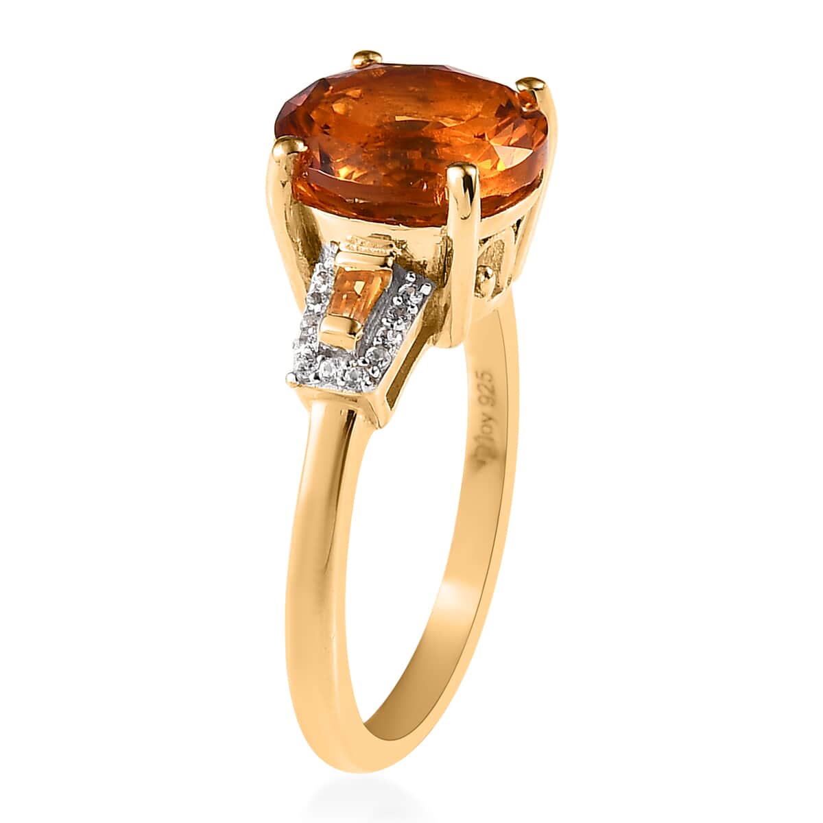 Madeira Citrine solitaire ring cheapest in vermeil Yellow Gold over 925 SS sz 8 8.75 cts