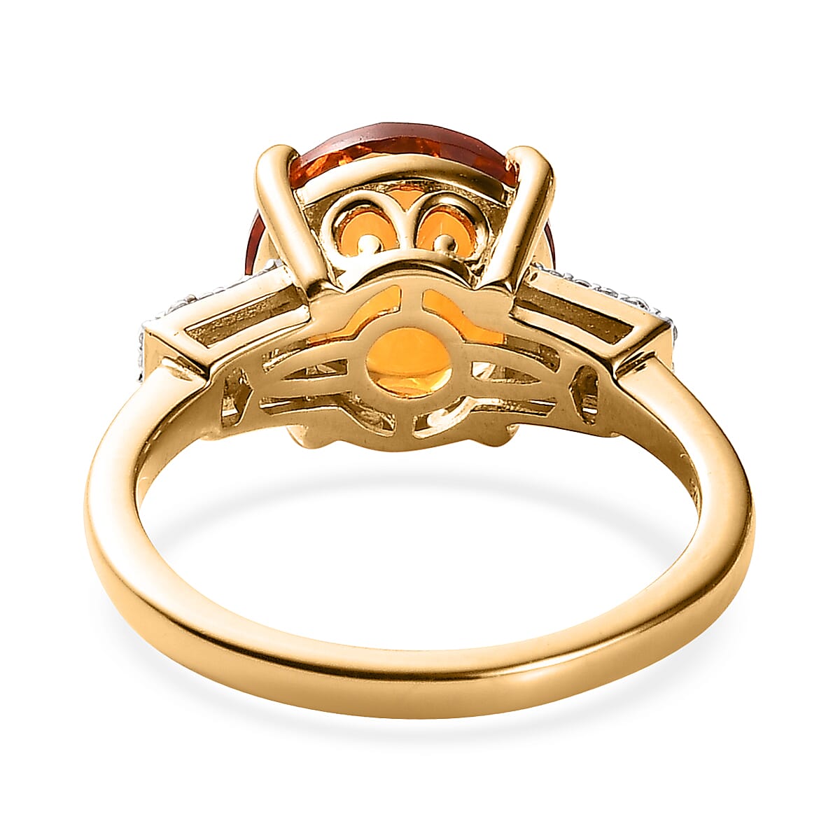 Santa Ana Madeira Citrine Carved and Multi Gemstone Ring in Vermeil Yellow Gold Over Sterling Silver 3.75 ctw image number 4