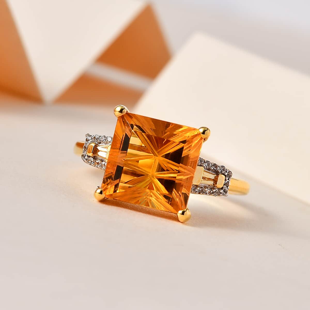 Santa Ana Madeira Citrine and Multi Gemstone Ring in Vermeil Yellow Gold Over Sterling Silver (Size 10.0) 5.15 ctw image number 1