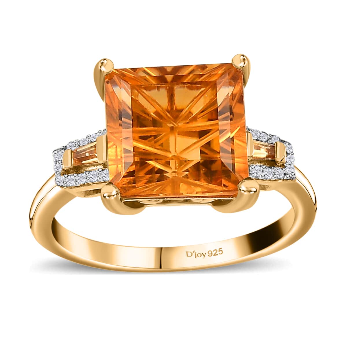 Madeira Citrine solitaire ring cheapest in vermeil Yellow Gold over 925 SS sz 8 8.75 cts