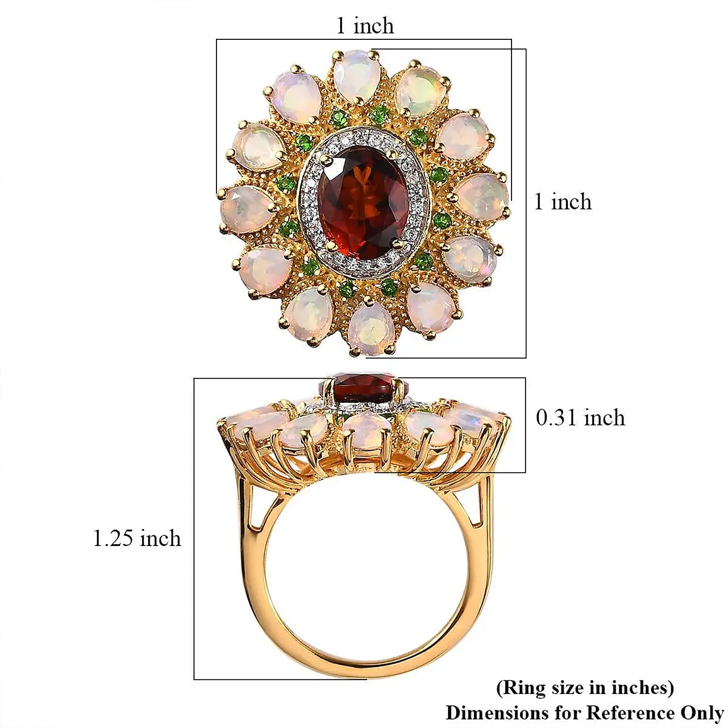 AAA Santa Ana Madeira Citrine and Multi Gemstone Floral Ring in Vermeil Yellow Gold Over Sterling Silver (Size 10.0) 5.50 ctw