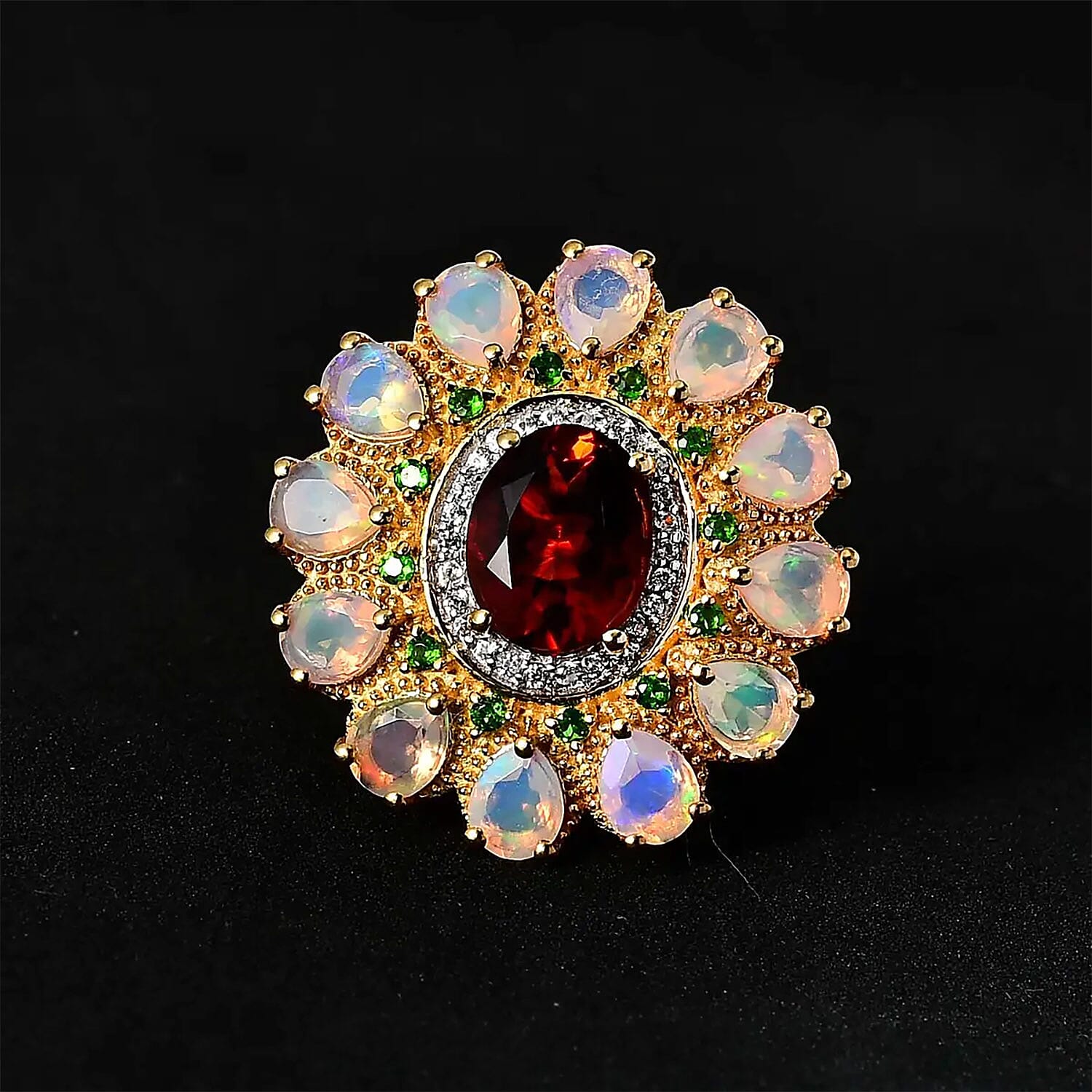 AAA Santa Ana Madeira Citrine and Multi Gemstone Floral Ring in Vermeil Yellow Gold Over Sterling Silver (Size 10.0) 5.50 ctw