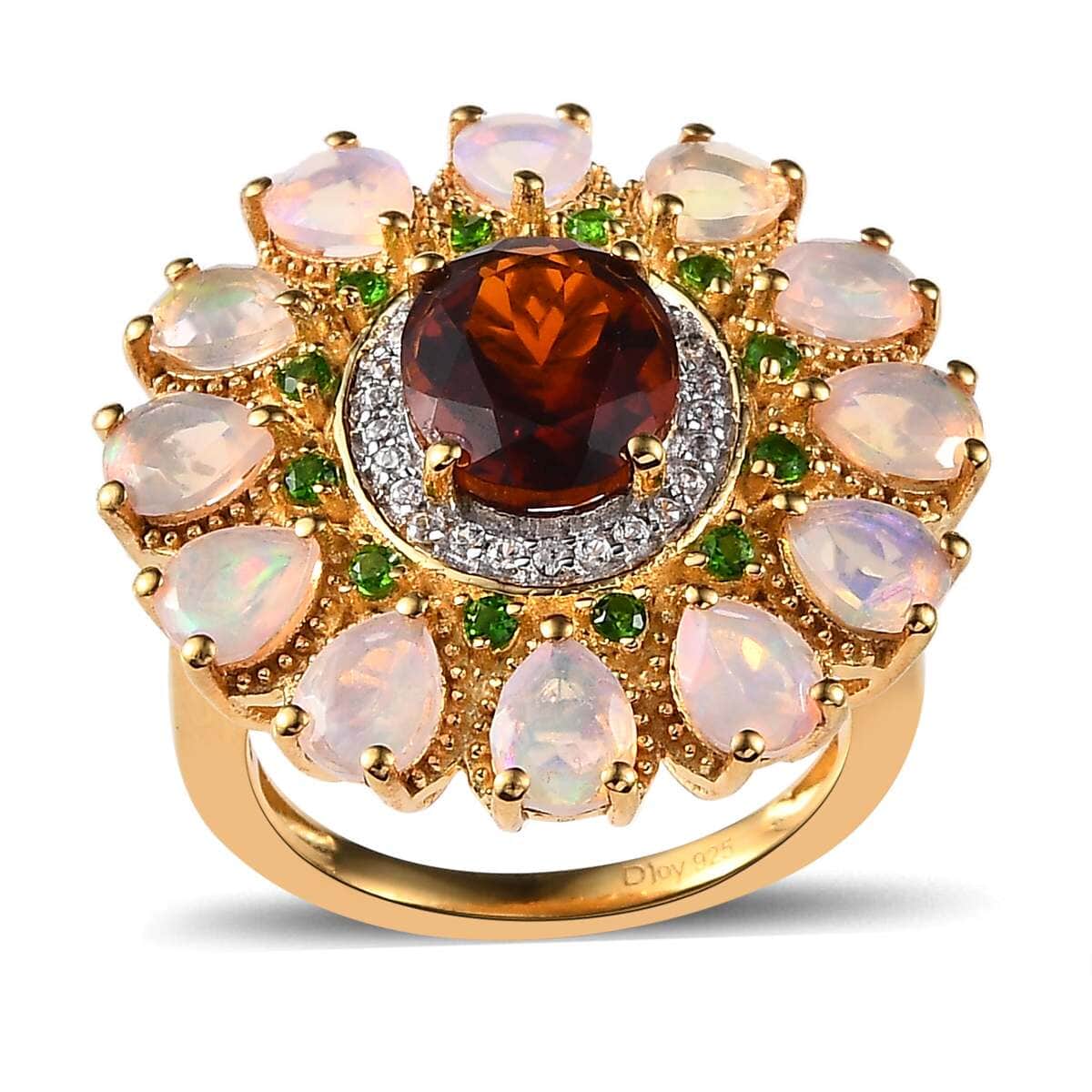 AAA Santa Ana Madeira Citrine and Multi Gemstone Floral Ring in Vermeil Yellow Gold Over Sterling Silver (Size 7.0) 5.50 ctw image number 0