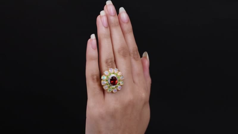 AAA Santa Ana Madeira Citrine and Multi Gemstone Floral Ring in Vermeil Yellow Gold Over Sterling Silver (Size 10.0) 5.50 ctw