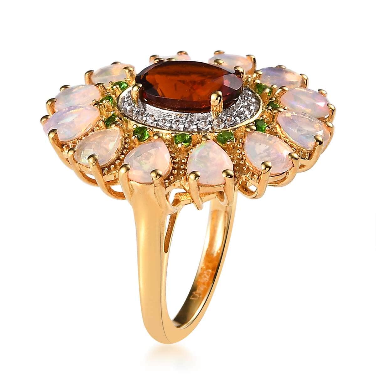 AAA Santa Ana Madeira Citrine and Multi Gemstone Floral Ring in Vermeil Yellow Gold Over Sterling Silver (Size 7.0) 5.50 ctw image number 4