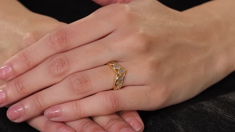 Polki Diamond Wishbone Ring in 14K Yellow Gold Over Sterling Silver (Size 10.0) 0.50 ctw