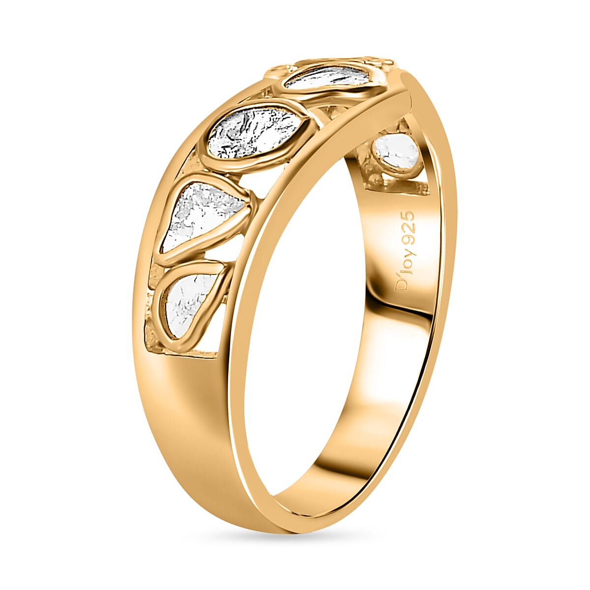 Polki Diamond Wishbone Ring in 14K Yellow Gold Over Sterling Silver (Size 10.0) 0.50 ctw image number 3